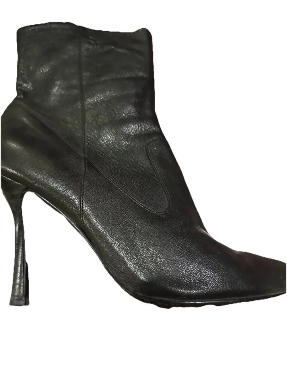 Calvin Klein Women's Black Leather Stiletto Heeled Dress Booties Shoes Size 7.5